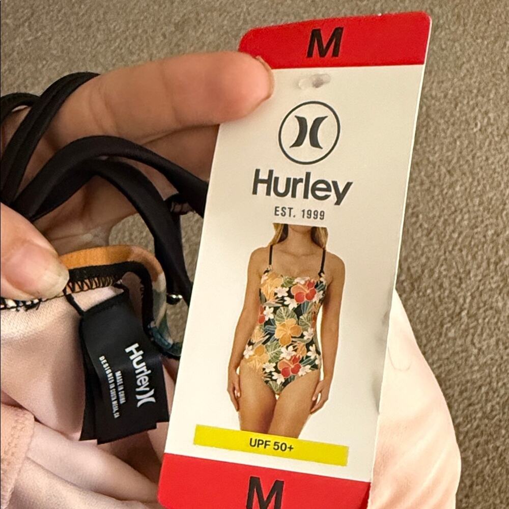 NWT HURLEY padded floral one piece vacation spring break summer swimsuit M - Picture 2 of 6